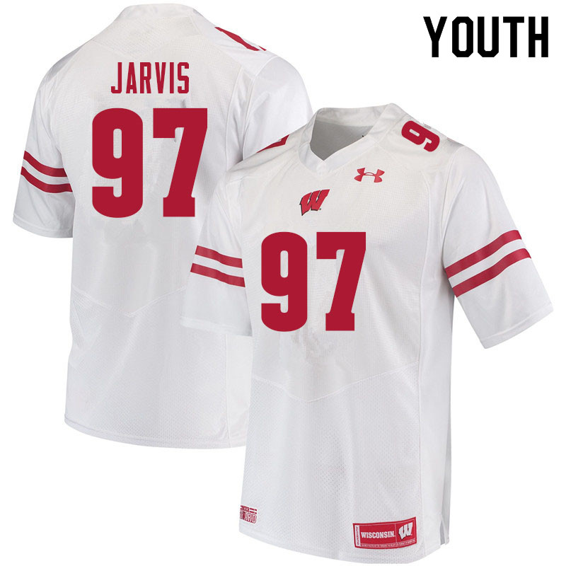 Youth #97 Mike Jarvis Wisconsin Badgers College Football Jerseys Sale-White - Click Image to Close